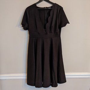 Black Scalloped Neckline LBD Cocktail Dress